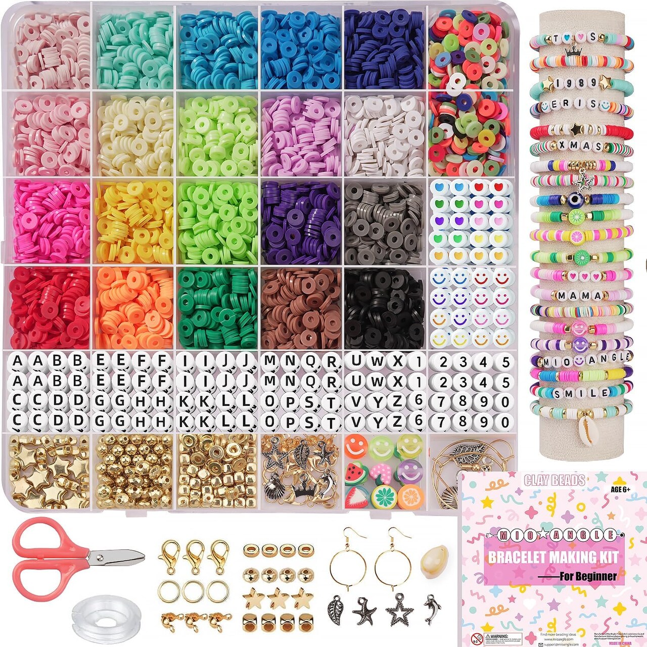 Bracelet Making Kit for Beginner 5000Pcs Preppy Polymer Friendship Bracelet Making with Charms Kit for Jewelry Making DIY Arts and Crafts Birthday Gifts Toys